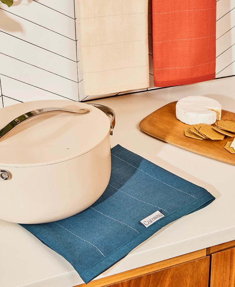 Caraway 3-Piece Cotton Solid-Color Kitchen Towel Set