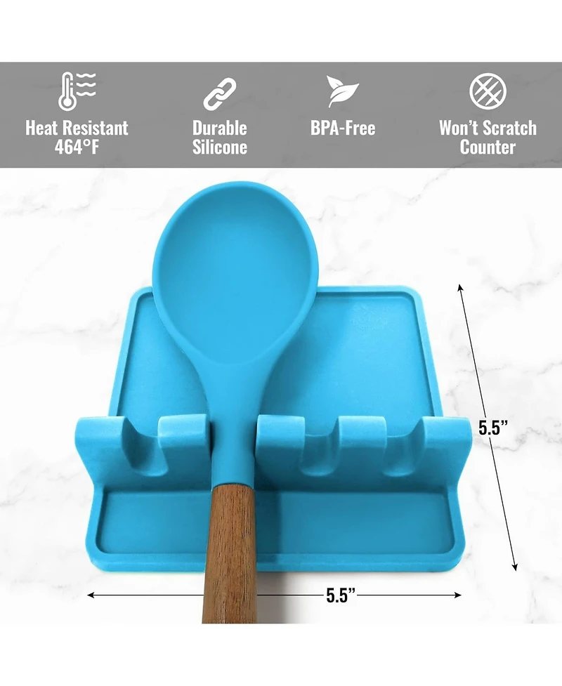 Silicone Utensil Rest with Drip Pad for Multiple Utensils - Kitchen Utensil Holder for Ladles & Tongs