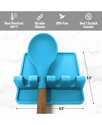 Silicone Utensil Rest with Drip Pad for Multiple Utensils - Kitchen Utensil Holder for Ladles & Tongs
