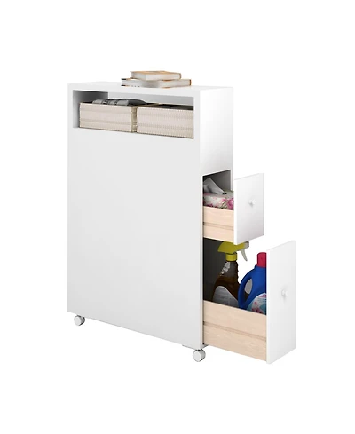 Slim Bathroom Storage Cabinet with 2 Slide Out Drawers
