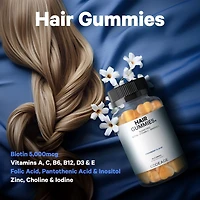 Codeage Hair Gummies, Biotin 5000 mcg, Sugar Free Growth Gummy Vitamins A, C, B6, B12, D3, Zinc, Inositol Supplement, Women & Men, Pantothenic Folic A