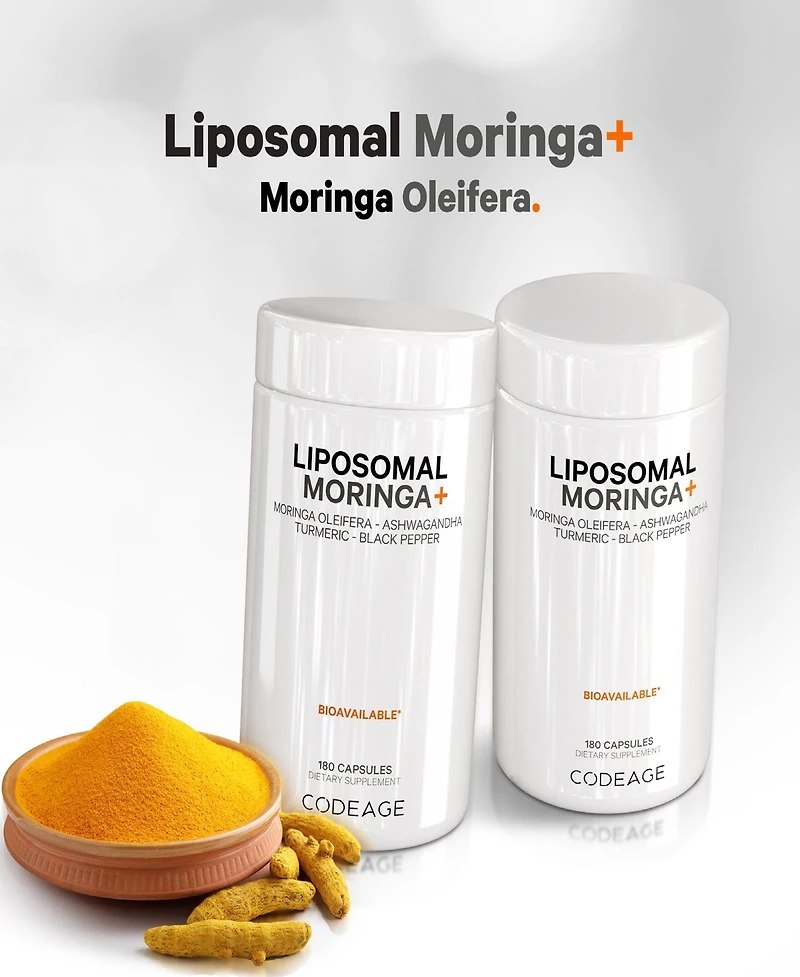 Codeage Liposomal Moringa+ Supplement, 400mg Moringa 50:1 Extract - 20,000mg Moringa Oleifera Leaf Equivalent