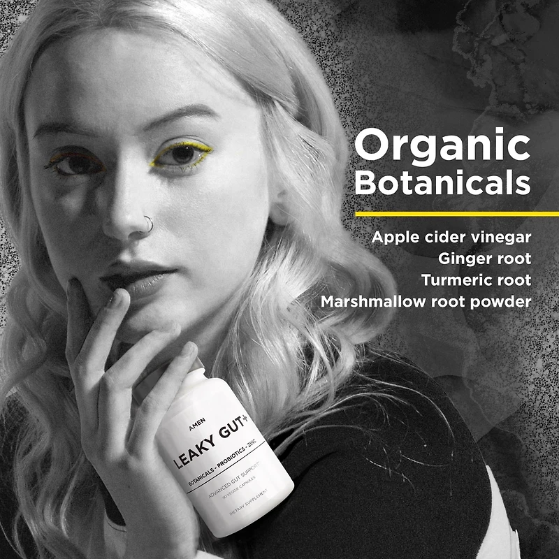 Amen Leaky Gut Supplement - Advanced Formula with Bioavailable L Glutamine, Zinc, Turmeric, Dgl Licorice Root - Marshmallow Root