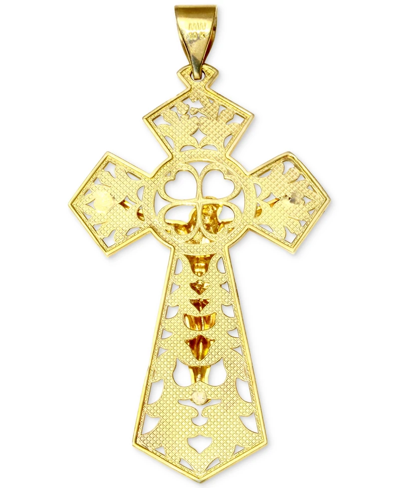 Filigree Crucifix Fancy Openwork Cross Pendant in 10k Gold