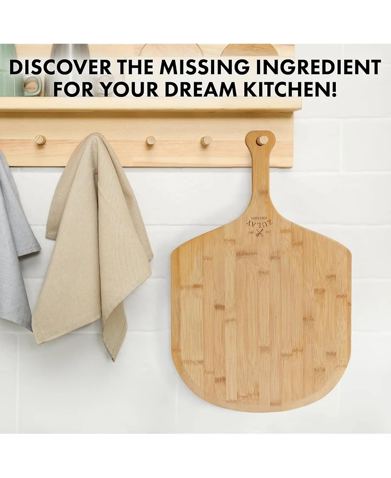 Authentic Bamboo Pizza Peel Wood with Easy Glide Edges & Handle For Transferring & Serving