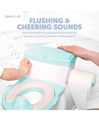 Real Feel 2-in-1 Potty with Wipes Storage, Flushing Sounds & Disposable Liners - Realistic Toilet - Easy to Clean & Assemble - Jool Baby (Aqua)