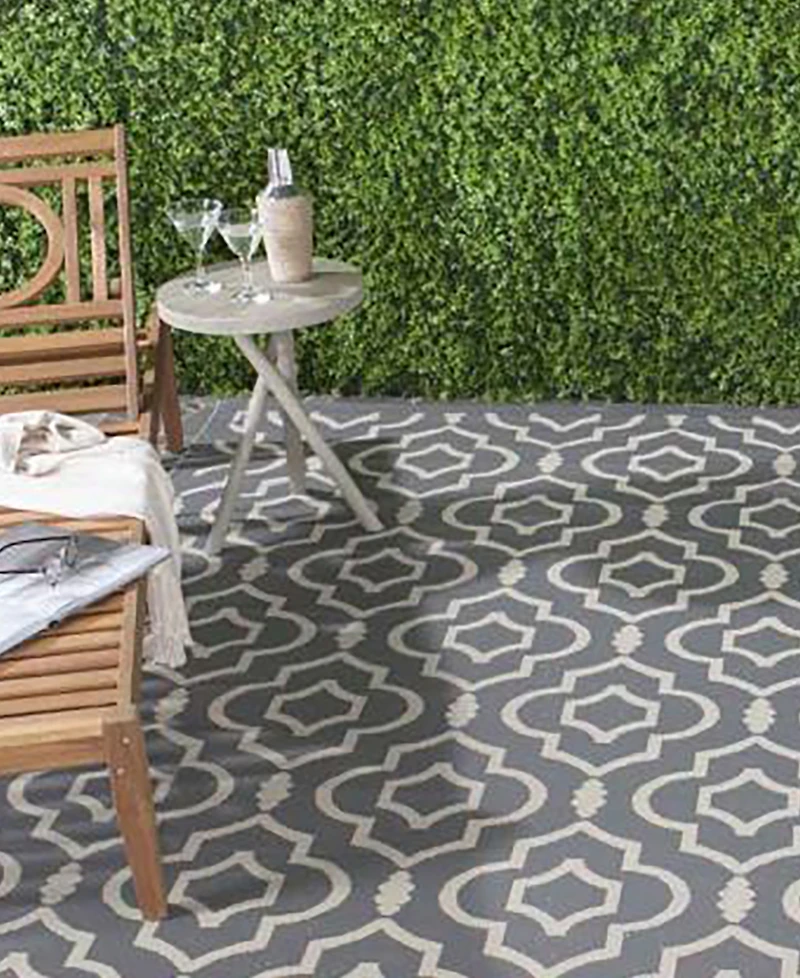 Safavieh Courtyard CY6926 Anthracite and Beige 8' x 11' Sisal Weave Outdoor Area Rug