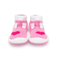 Komuello Infant Girl Breathable Washable Non-Slip Sock Shoes T-Strap Heart