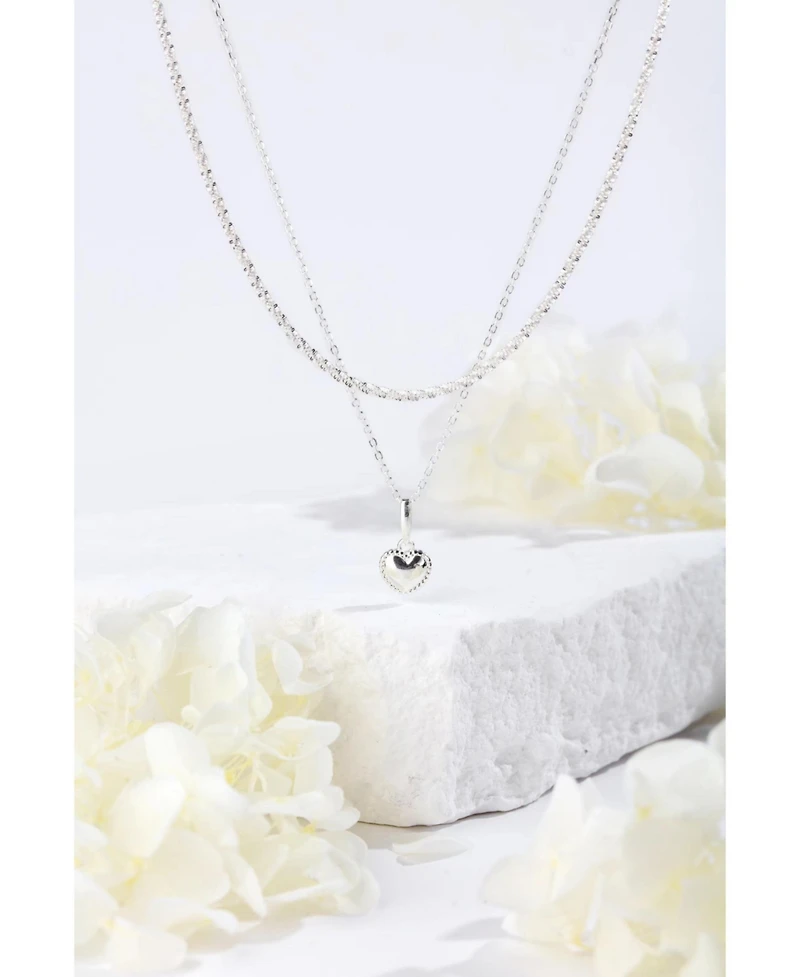 Dainty Sterling Silver Heart Pendant Necklace