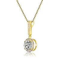 Sterling Silver Overlay Clear Cubic Zirconia Round Solitaire Necklace