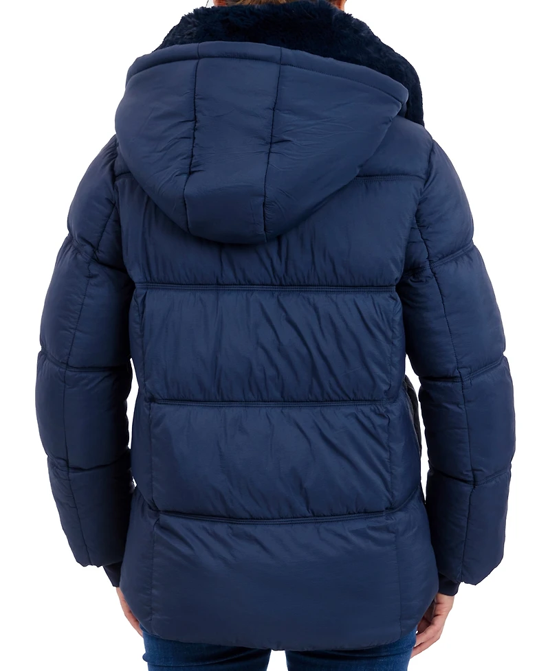 Michael Kors Women's Faux-Fur-Collar Hooded Puffer Coat, Created for Macy's