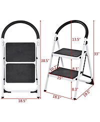 Sugift 2.75 Feet Folding Step Stool with Iron Frame and Anti-Slip Pedals