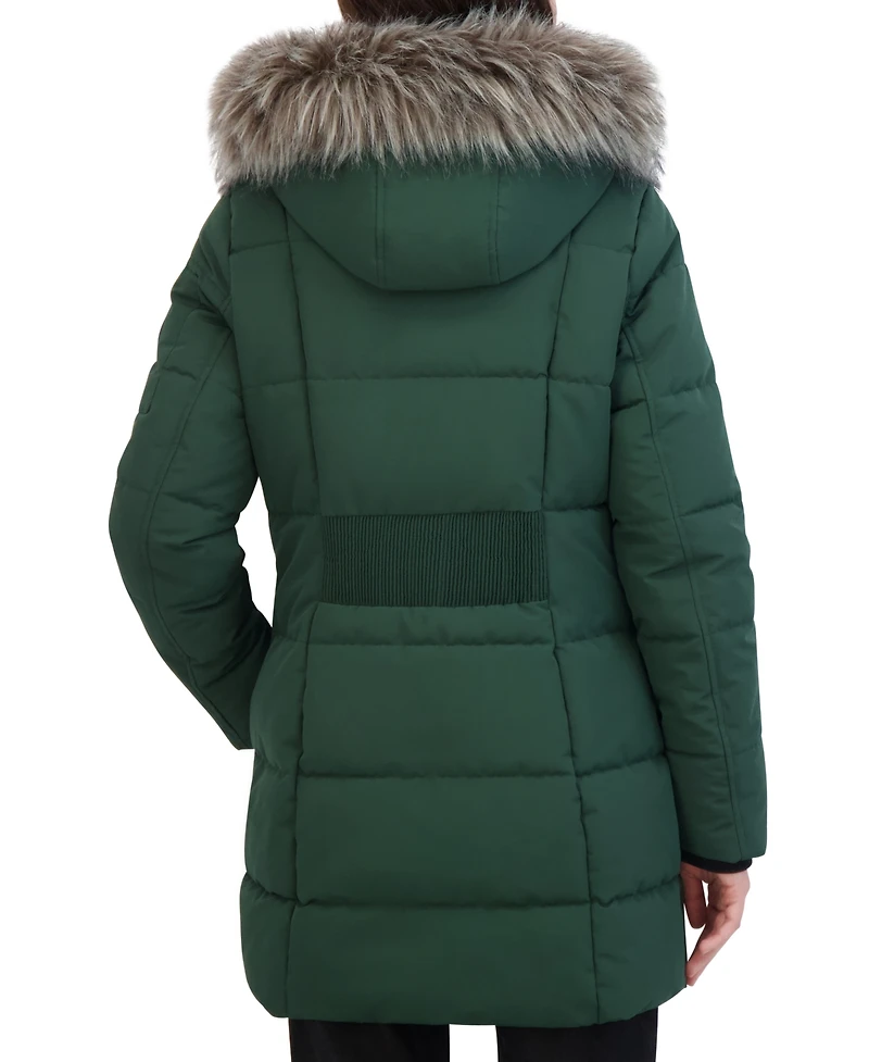 Nautica Women's Faux-Fur-Trim Hooded Puffer Coat