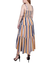 Ny Collection Petite Smocked-Bodice Tiered Midi Dress