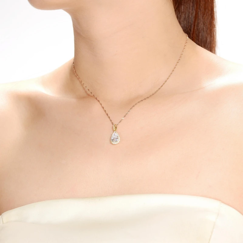 Sterling Silver with Clear Cubic Zirconia Pear Shaped Pendant