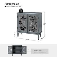 Hulala Home Ismenides Transitional 32" Tall 2-Door Accent Cabinet with Floral Design