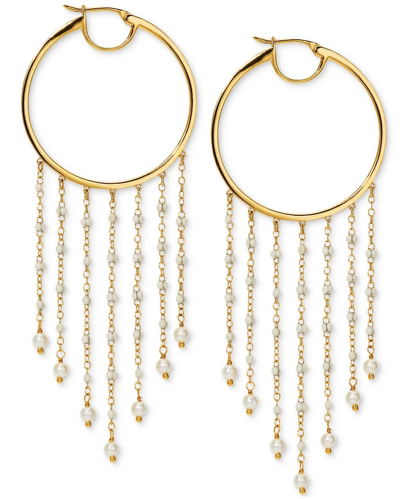 Ajoa by Nadri Imitation Pearl Fringe Hoop Earrings