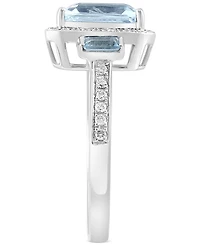 Effy Aquamarine (2-1/5 ct. t.w.), Sky Blue Topaz (1/5 ct. t.w.) & Diamond (1/5 ct. t.w.) Halo Statement Ring in 14k White Gold