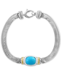 Effy Turquoise Snake Link Statement Bracelet in Sterling Silver & Gold-Plate