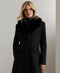 Lauren Ralph Women's Single-Breasted Faux-Fur-Collar Coat