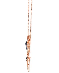 Le Vian Denim Ombre Sapphire (3/4 ct. t.w.), White Sapphire (1/2 ct. t.w.) & Diamond (1-1/6 ct. t.w.) Swordfish 18" Pendant Necklace in 14k Rose Gold