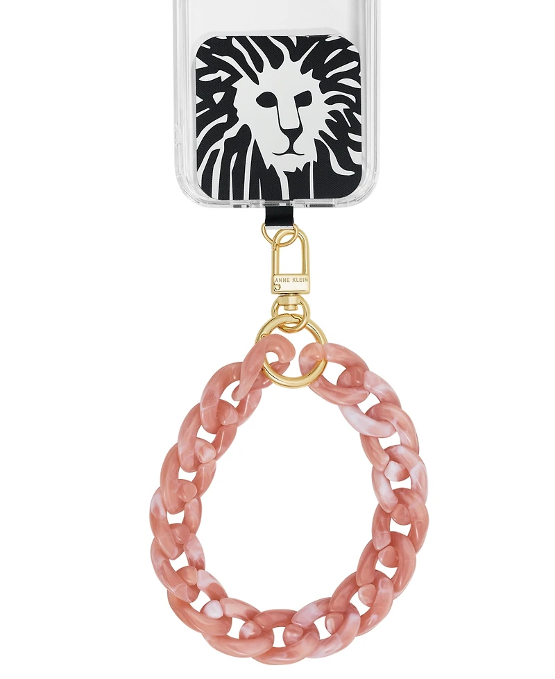 Anne Klein Women's Pink Plastic Acetate Chain Link Wrist Strap designed for iPhone