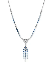 Le Vian Denim Ombre Sapphire (7-1/20 ct. t.w.) & White Sapphire (2-3/4 ct. t.w.) Chandelier 19" Lariat Necklace in 14k White Gold