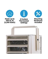 Newair Hardwired Electric Garage Heater, Ceiling Mounted with Adjustable Louvers and Tilt Head, Heats up to 500 sq. ft. of Space
