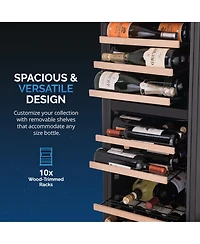 Newair Shadow Series Wine Cooler Refrigerator 56 Bottles Dual Temperature Zones, Freestanding Mirrored Wine and Beverage Fridge with Double-Layer Temp