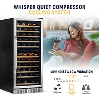 Newair 27" Built-in 116 Bottle Dual Zone Compressor Wine Fridge in Stainless Steel, Quiet Operation with Smooth Rolling Shelves