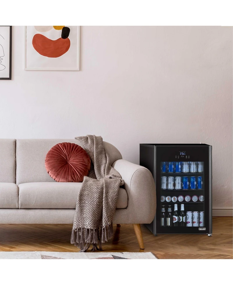 Newair Beer Froster 125 Can Freestanding Beverage Fridge in Black with Party and Turbo Mode, Chills Down to 23 Degrees