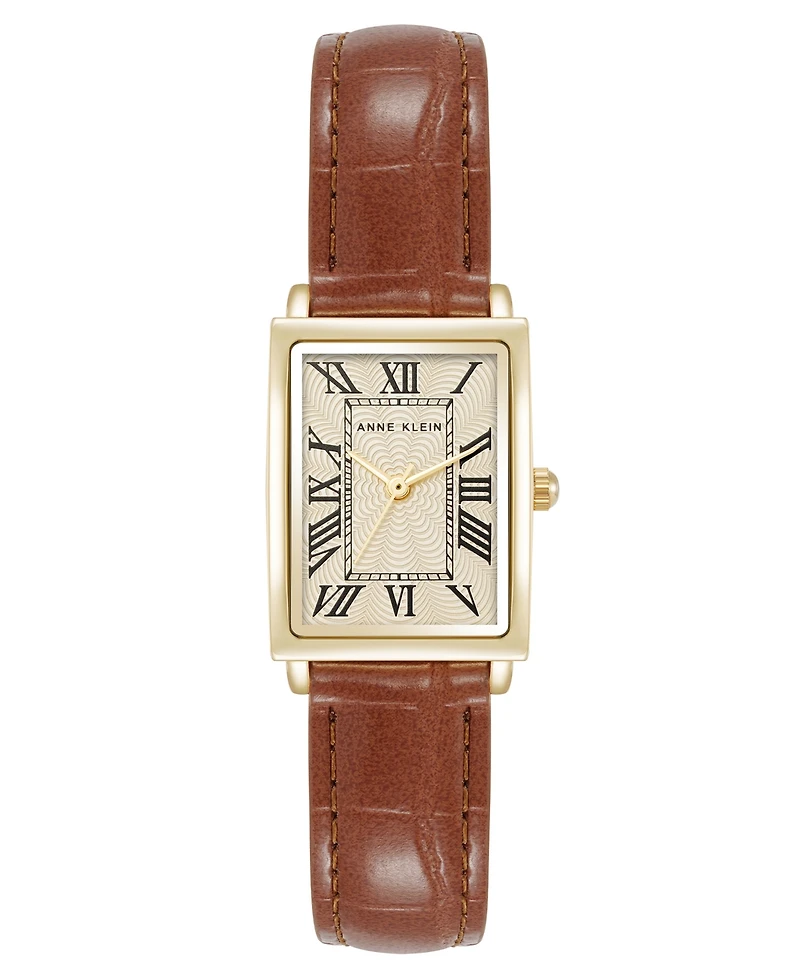 Anne Klein Women's Quartz Brown Leather Band Watch, 21mm
