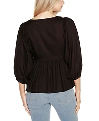Belldini Black Label Embroidered Boho Fit-and-Flare Top