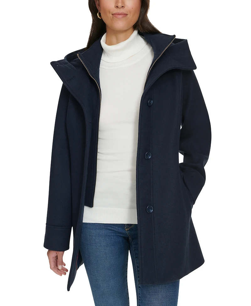 Tommy Hilfiger Women's Hooded Button-Front Coat, Created for Macy's