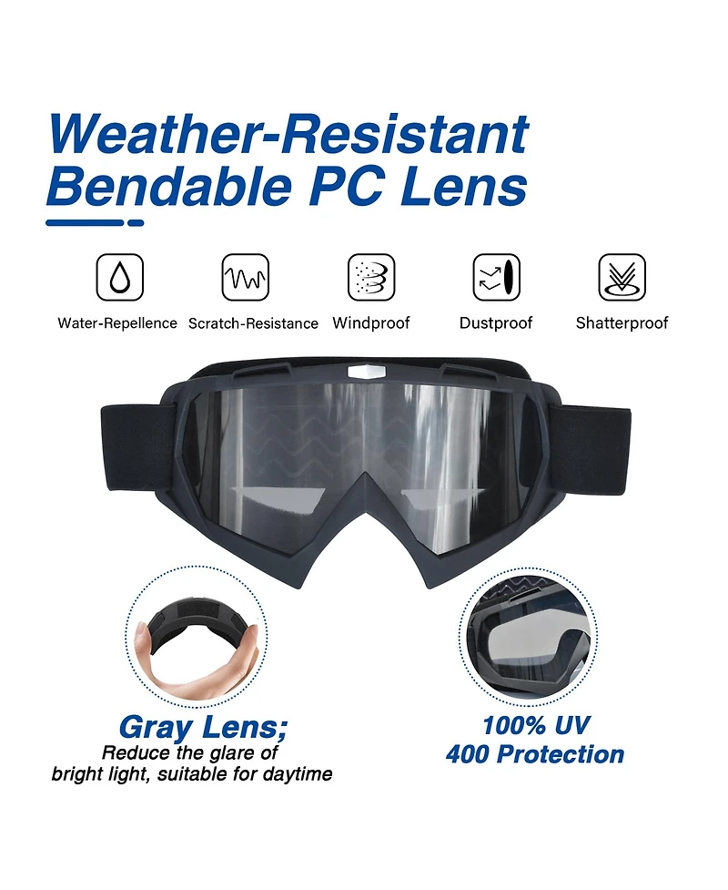 Ahr GOG01 Motorcycle Goggles Riding Motocross Snowmobile Dirt Bike Off Road Atv Lens