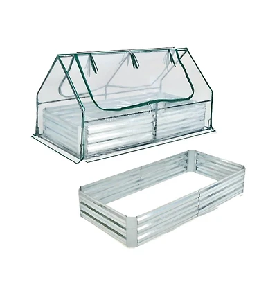 Slickblue Galvanized Raised Garden Bed with Greenhouse