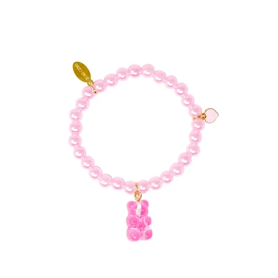 Tiny Treats + Zomi Gems Girls Pink Gummy Bear Fashion Bead Bracelet