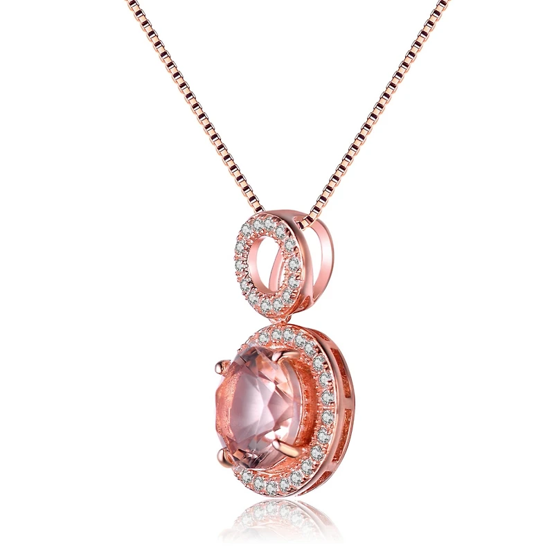 Sterling Silver Overlay Champagne Cubic Zirconia Double O Necklace