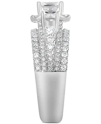 Diamond Emerald-Cut Multi-Row Three Stone Ring (2 ct. t.w.) in 14k White Gold