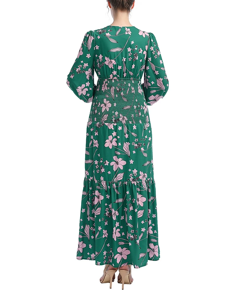 kimi + kai Maternity Floral Print Smocked Maxi Dress