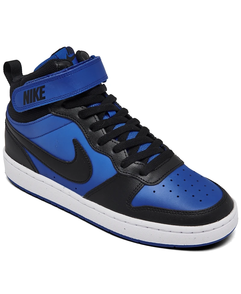 Nike Big Boys' Court Borough Mid 2 Fastening Strap Casual Sneakers from Finish Line