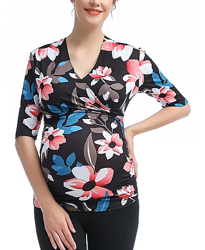 kimi + kai Maternity V Neck Ruched Nursing Top