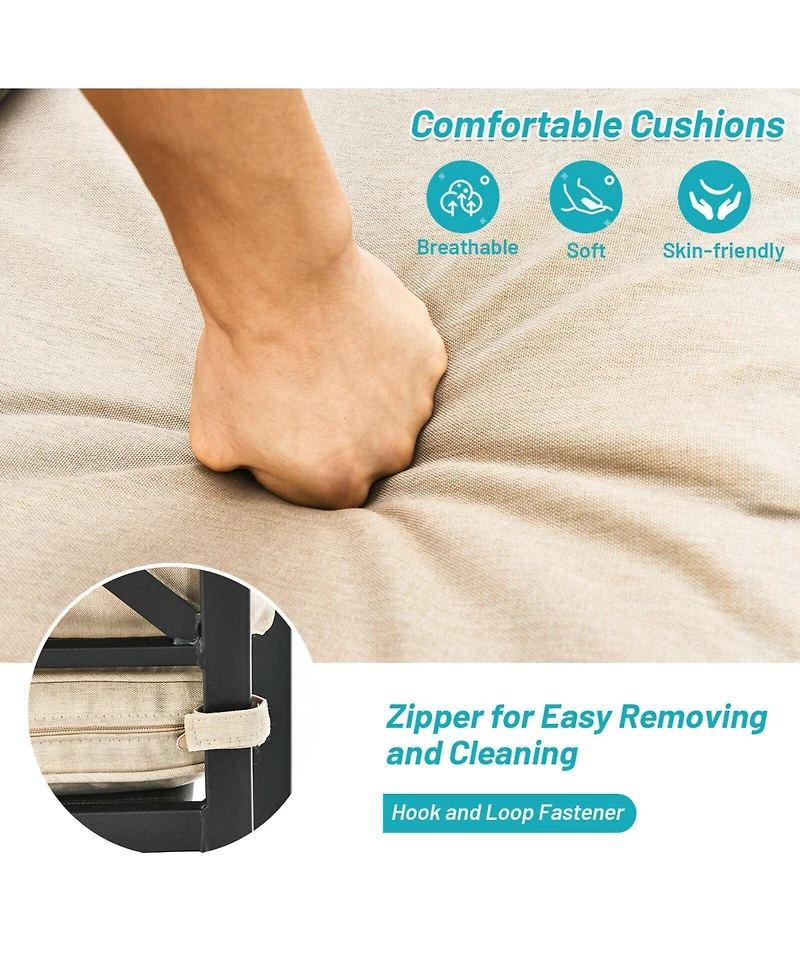 Sugift 4 Pieces Outdoor Dining Set with Removable Cushions and Rustproof Steel Frame