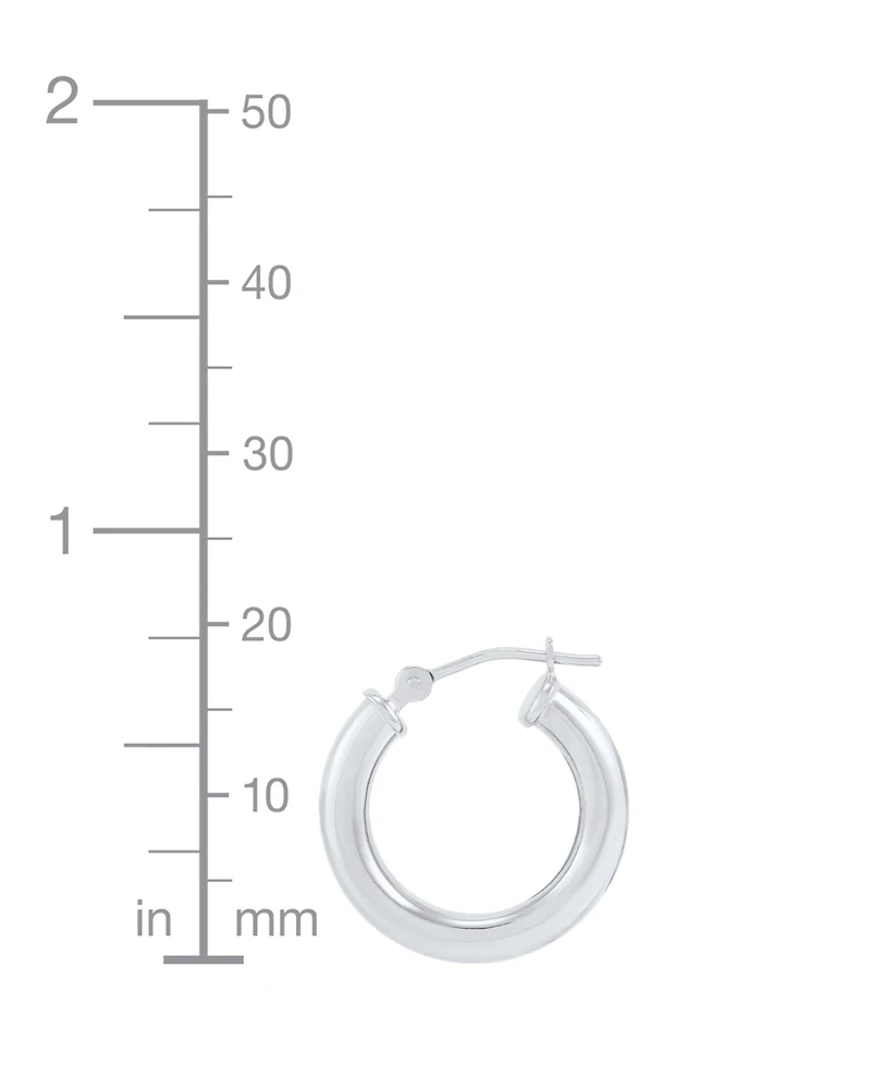 Polished Thin Tube Hoop Earrings (3mm) 14k Gold (18mm)