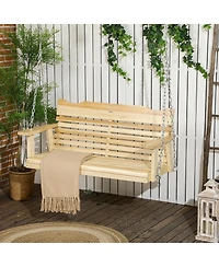 Outsunny 2-Seater Hanging Porch Swing Outdoor Swing Bench with Armrests