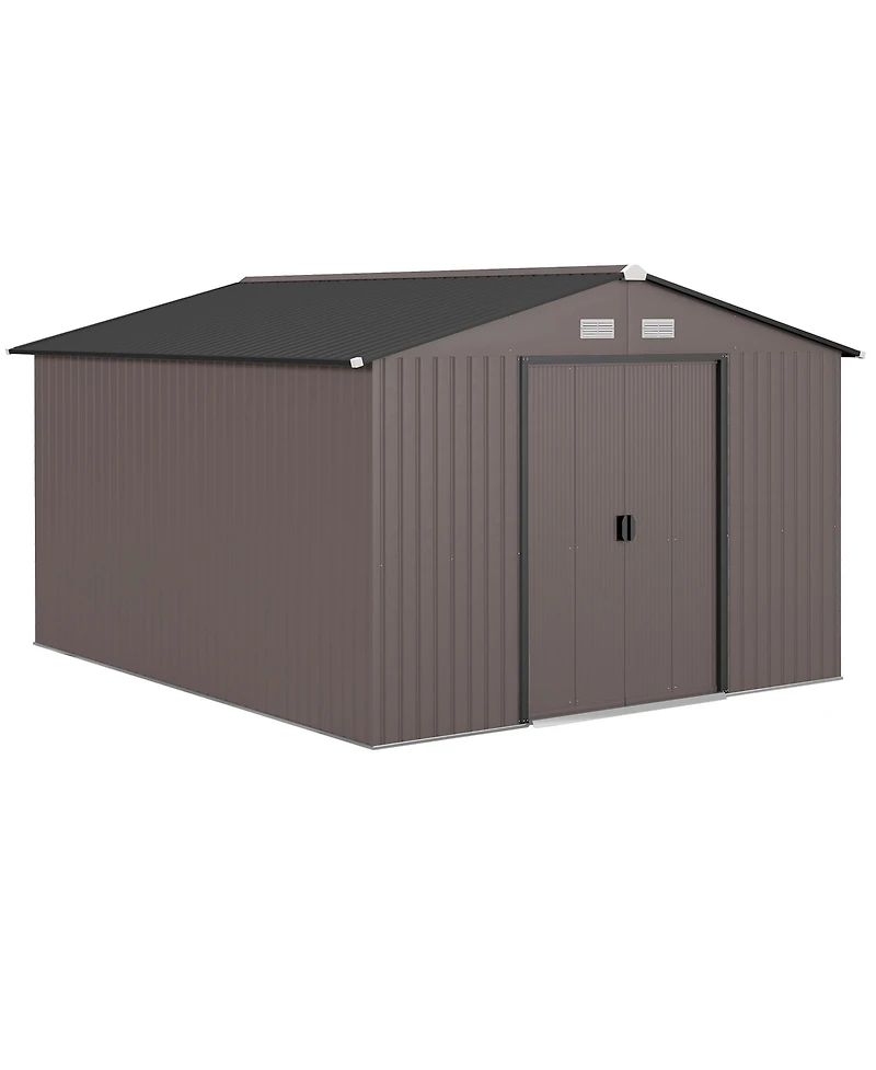 Outsunny 11ft x 9ft Outdoor Metal Storage Shed with 2 Doors