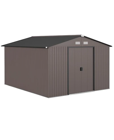 Outsunny 11ft x 9ft Outdoor Metal Storage Shed with 2 Doors