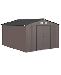 Outsunny 11ft x 9ft Outdoor Metal Storage Shed with 2 Doors