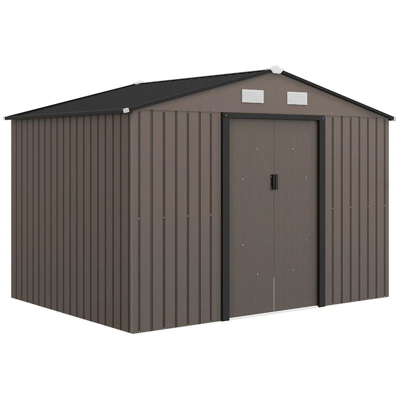 Outsunny 9' x 6' Storage Shed Garden Tool House w/ Vents Doors