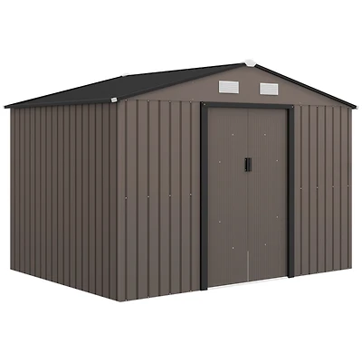 Outsunny 9' x 6' Storage Shed Garden Tool House w/ Vents Doors